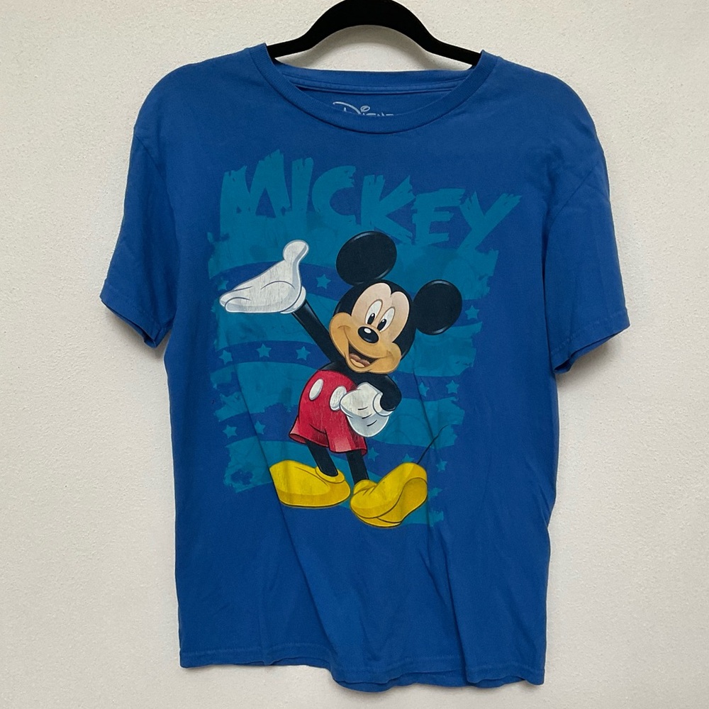 Disney Mickey Mouse Stars And Stripes Blue Graphic T-Shirt Size Small Men's
